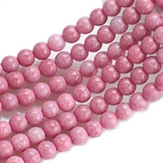 Marble - marmor perler. 8 mm streng. Rød/lys pink nuancer.